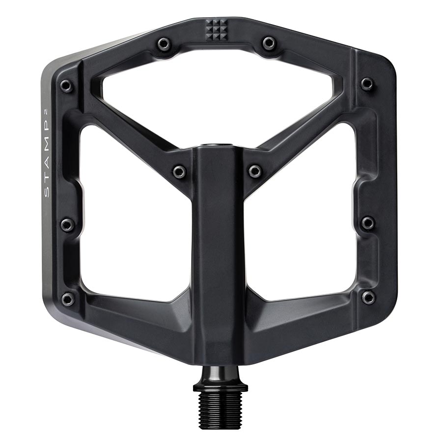 crankbrothers, STAMP 2 Large, Platform Pedals, Body: Aluminum, Spindle: Cr-Mo, 9/16'', Black, Pair